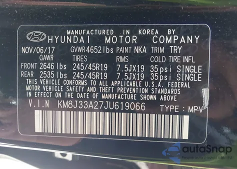 2018 Hyundai Tucson Limited from USA, damaged, VIN KM8J33A27JU619066